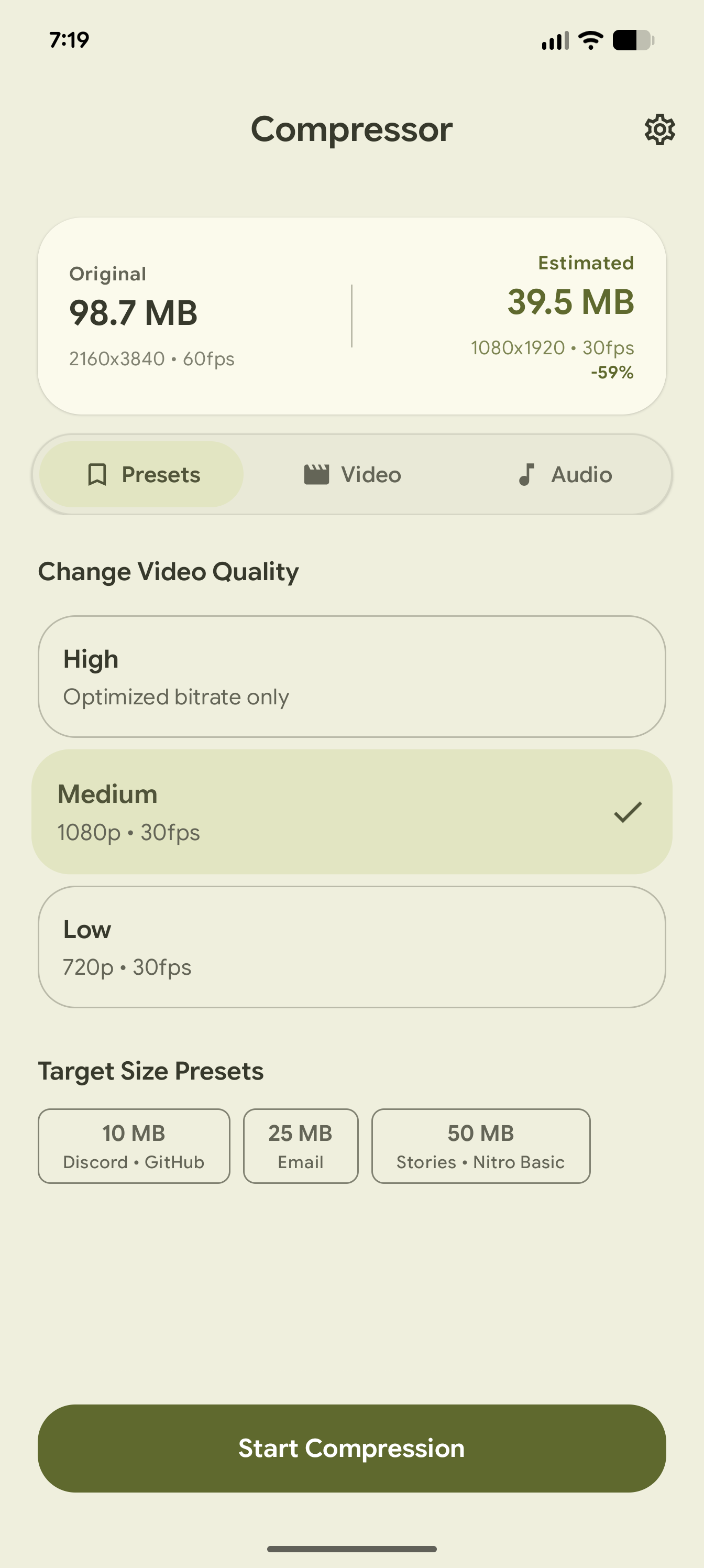 Compressor Presets Interface